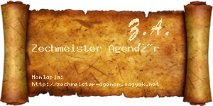 Zechmeister Agenór névjegykártya